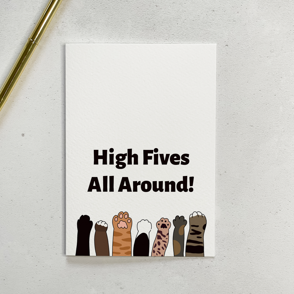 High Fives All Around - Cat Paws Congratulations Card