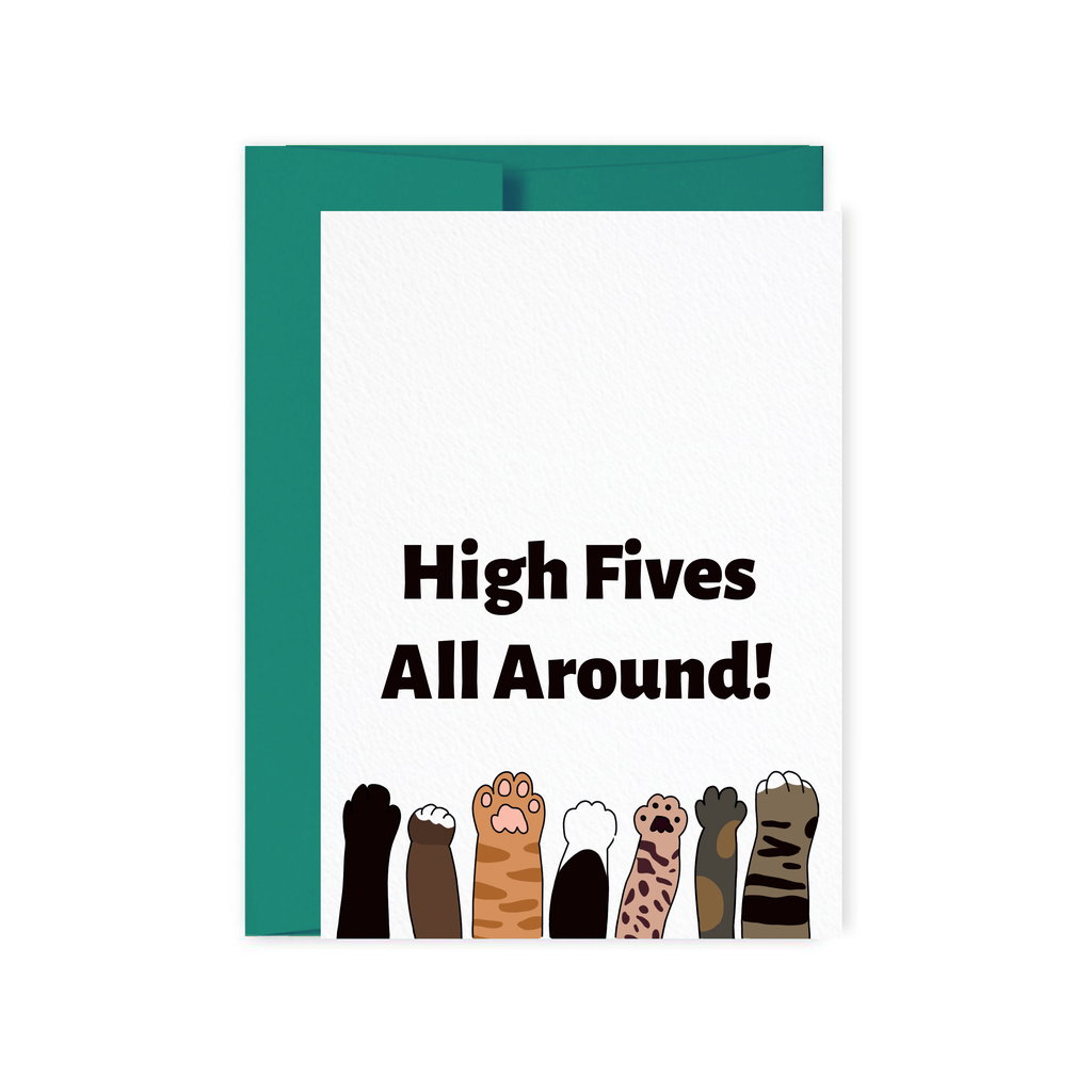 High Fives All Around - Cat Paws Congratulations Card