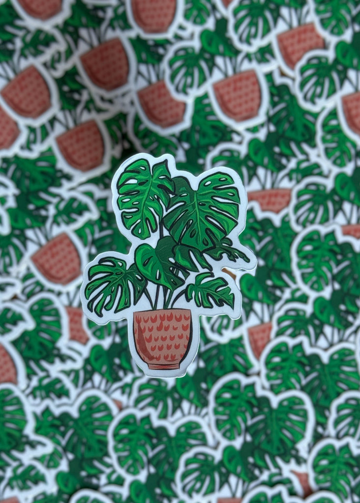 cute monstera plant vinyl stickers for sale 